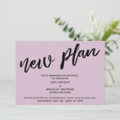 Nouveau plan mariage reporté carte rose mauve clai (Debout devant)