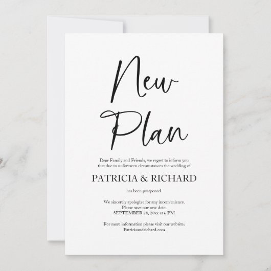 Nouveau plan Mariage simple repoussé Faire-part (Devant)