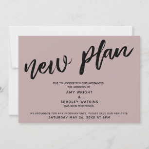 Nouveau plan report de mariage carte rose poudrée