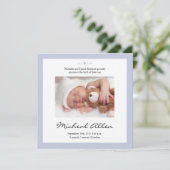 Nouveau poème bébé Faire-part de naissance bleu (Debout devant)