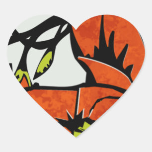 Nouveau Poppies (hartvormige Stickers) Hart Sticker