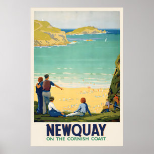 Nouveau Quay Cornouailles Affiche de voyage Vintag