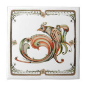 Nouveau Ribbon Ceramic Tile Tegeltje (Voorkant)