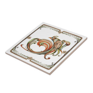 Nouveau Ribbon Ceramic Tile Tegeltje