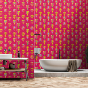 Nouveau Riche Bloeit Magenta Behang
