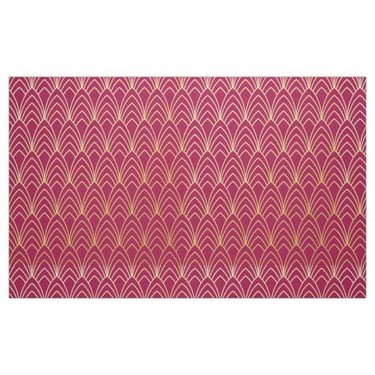 Nouveau Tissu Art Déco. (Rouge et Or.) (Fat Quarter)