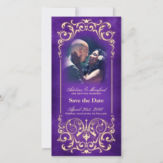 Nouveau Victoriaans: Goud & Aubergine Save the Dat Save The Date (Voorkant)