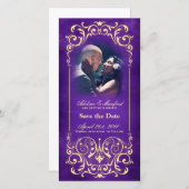 Nouveau Victoriaans: Goud & Aubergine Save the Dat Save The Date (Voorkant / Achterkant)