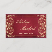 Nouveau Victorian : Carte d'escorte de table rouge (Dos)