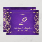 Nouveau Victorian Gold & Eggplant Numéro de table (Devant / Derrière)