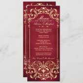 Nouveau Victorian : Menu Mariage rouge & or (Devant / Derrière)