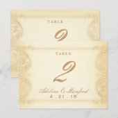 Nouveau Victorian Pale Gold Fancy Numéro de table (Devant / Derrière)
