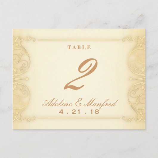 Nouveau Victorian Pale Gold Fancy Numéro de table (Devant)