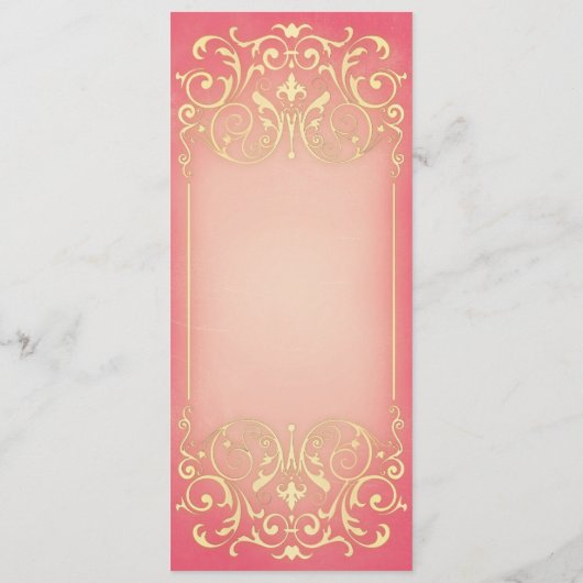 Nouveau Victorian : Raspberry & Gold Menu Mariage (Dos)