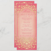 Nouveau Victorian : Raspberry & Gold Menu Mariage (Devant / Derrière)