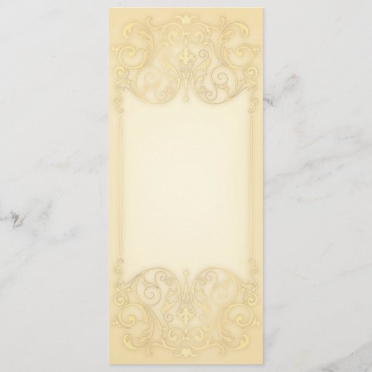 Nouveau Victorien : Pale Gold Fancy Menu Mariage (Dos)