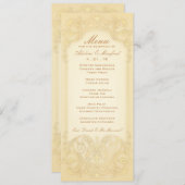Nouveau Victorien : Pale Gold Fancy Menu Mariage (Devant / Derrière)