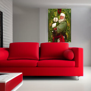 Nouveau visage du Père Noël AI Art Poster