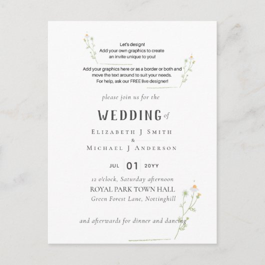 NOUVEAUTÉ ! CONCEVOIR PROPRE MARIAGE INVITER Carte (Devant)