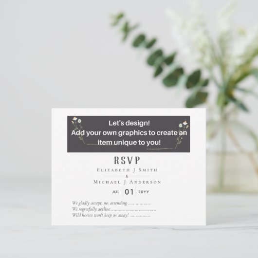 NOUVEAUTÉ ! DESIGN PROPRE MARIAGE RSVP Carte posta (Debout devant)