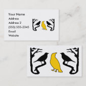 Nouveaux oiseaux Silhouette Noir Jaune Cartes de v (Devant / Derrière)