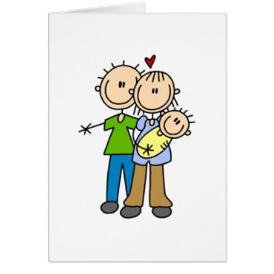 Nouveaux parents avec des T-shirts et des cadeaux