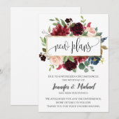 Nouveaux plans reportés Annulés Floral Faire-part (Devant / Derrière)