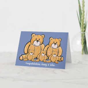 Nouveaux triplés carte bébé garçons ours