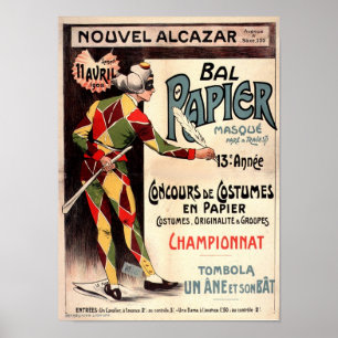 Nouvel Alcazar 1908 Clown Joker French AD Poster