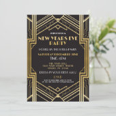 Nouvel An 1920 Eve Invitation Gatsby Party Gold (Debout devant)