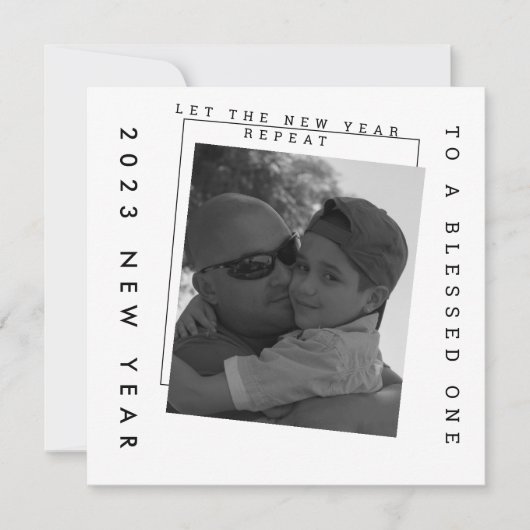 Nouvel An 2023 Carte photo noir blanc (Devant)