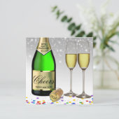 Nouvel An 2025 Invitation Bouteille de Vin Étincel (Debout devant)