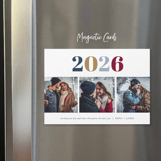 Nouvel An | 3 Carte magnétique photo