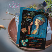 Nouvel An Art Déco Invitation noire Turquoise