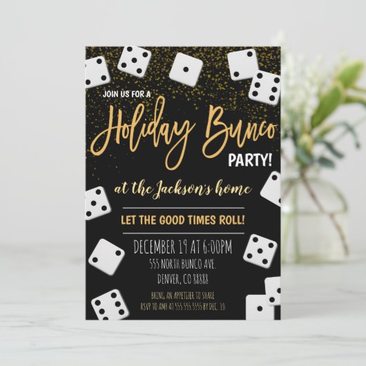 Nouvel An Bunco Party Invitation (Debout devant)