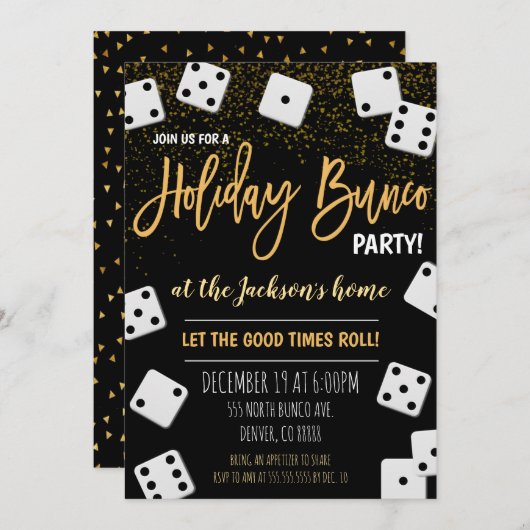 Nouvel An Bunco Party Invitation (Devant / Derrière)