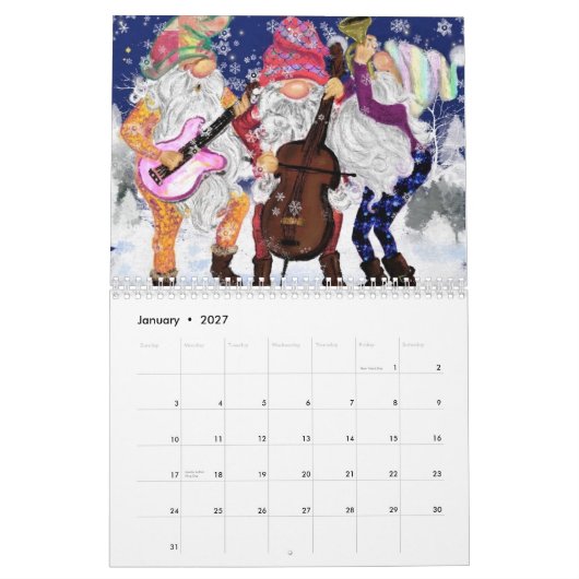 Nouvel An Cadeau Noël Design Calendrier (Jan 2027)