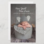 Nouvel An Carte de Faire-part photo pour bébé Amou (Devant / Derrière)