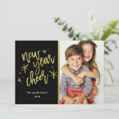 Nouvel An Carte photo de vacances Cheer Gold Foil (Debout devant)