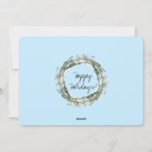 Nouvel An Carte photo Floral Wreath Blue (Dos)