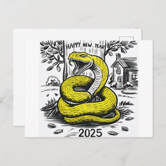 Nouvel An Carte Snake 2025 (Devant / Derrière)