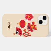 Nouvel An chinois 2024 Célébrer iPhone 14 Coque (Verso (horizontal))