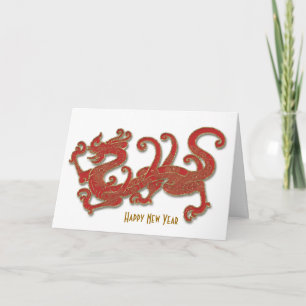 Nouvel An chinois, Carte de voeux Red Gold Dragon