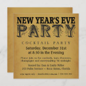 Nouvel An Cocktail Party Invitations Vintages (Devant / Derrière)