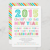 Nouvel An Coloré Moderne Invitation de Soirée (Devant / Derrière)