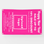 Nouvel an commercial Vente sur bannière rose (Horizontal)