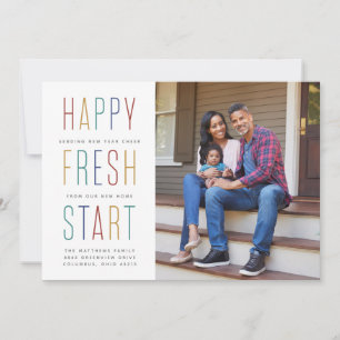 Nouvel an déménager faire-part coloré carte photo