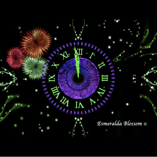 Nouvel An Eve Iris Horloge Ornement en métal viole