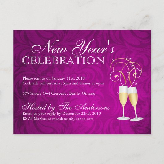 Nouvel An Eve Party Invitations Cartes postales (Devant)