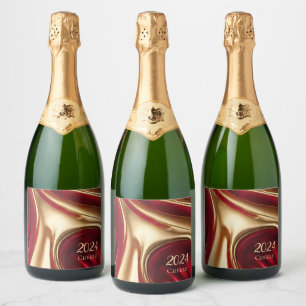 Nouvel An Eve Sparking Vin Étiquette - Rouge et Or